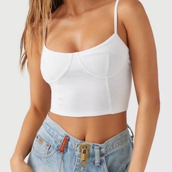 Joah Brown Tops - NWOT JOAH BROWN Bustier Tank Cropped Ribbed Luxury Casual Lounge White XS/Small